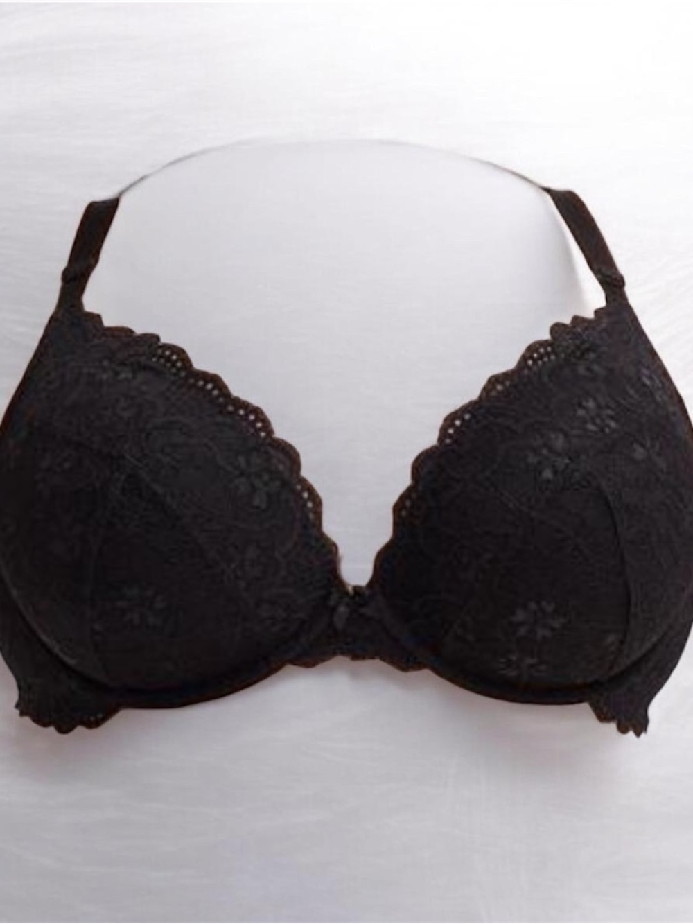 torrid Black Lace Plunge Bra with Floral Detail